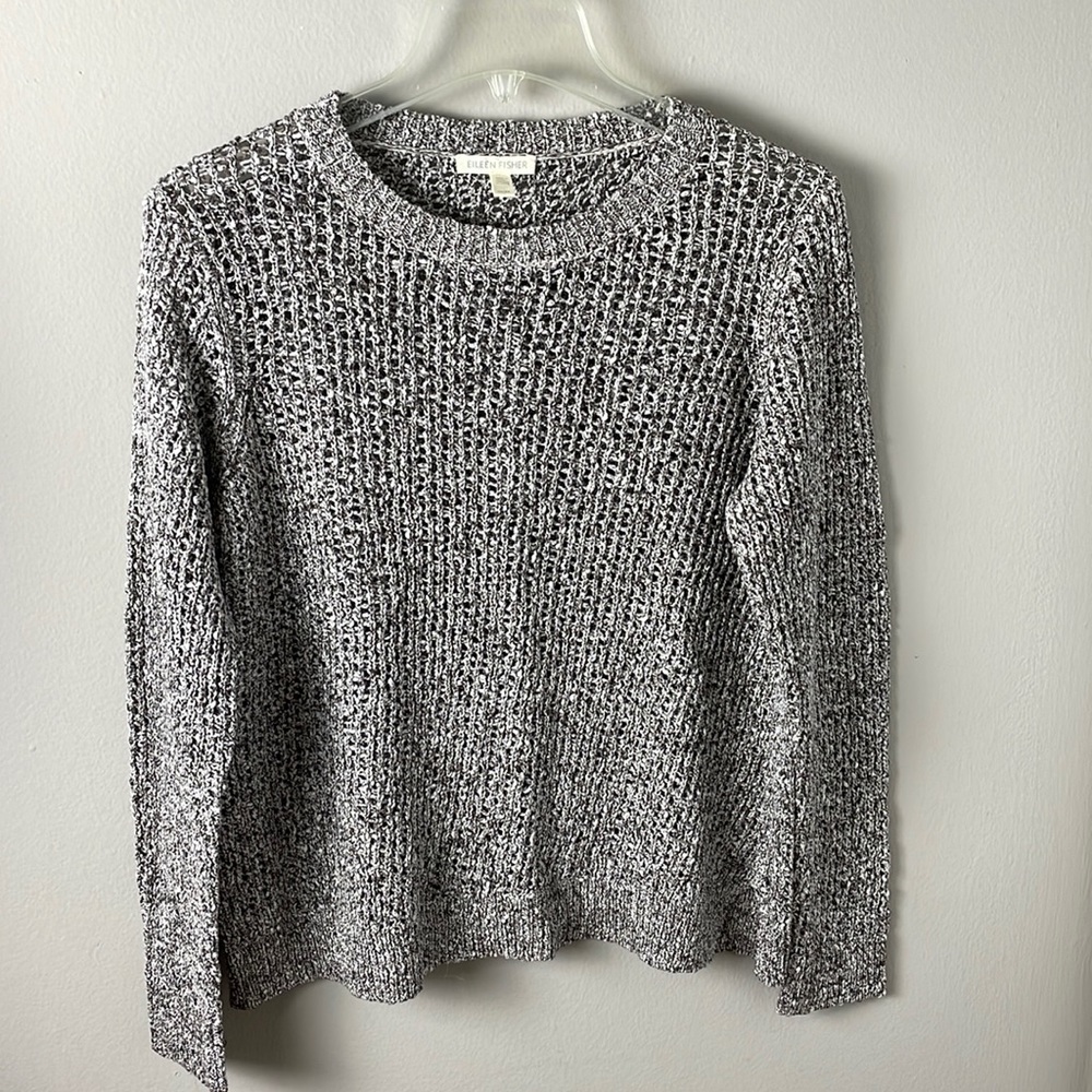 Eileen Fisher Gray Chunky Crochet Sweater - NWOT